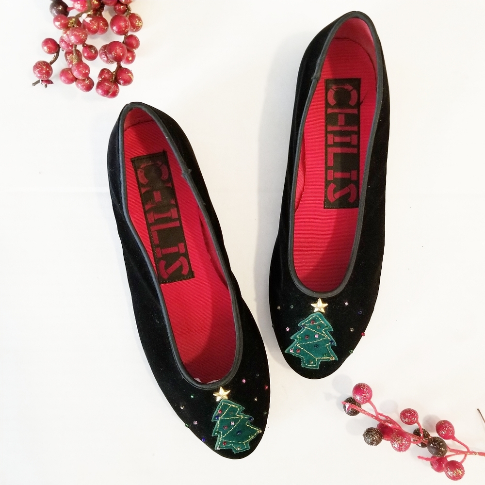 Vintage Christmas Velvet Flats Ugly Sweater